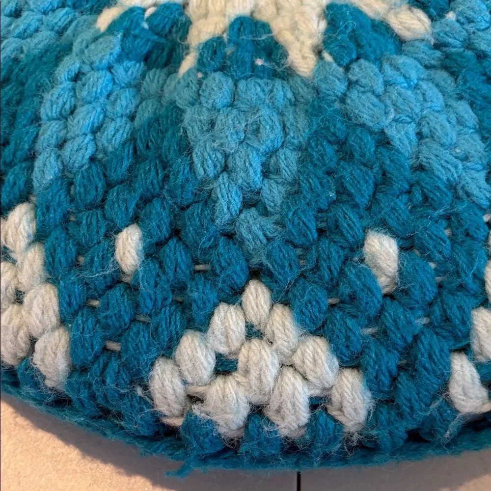 Blue and White Knitted Cushion Cover